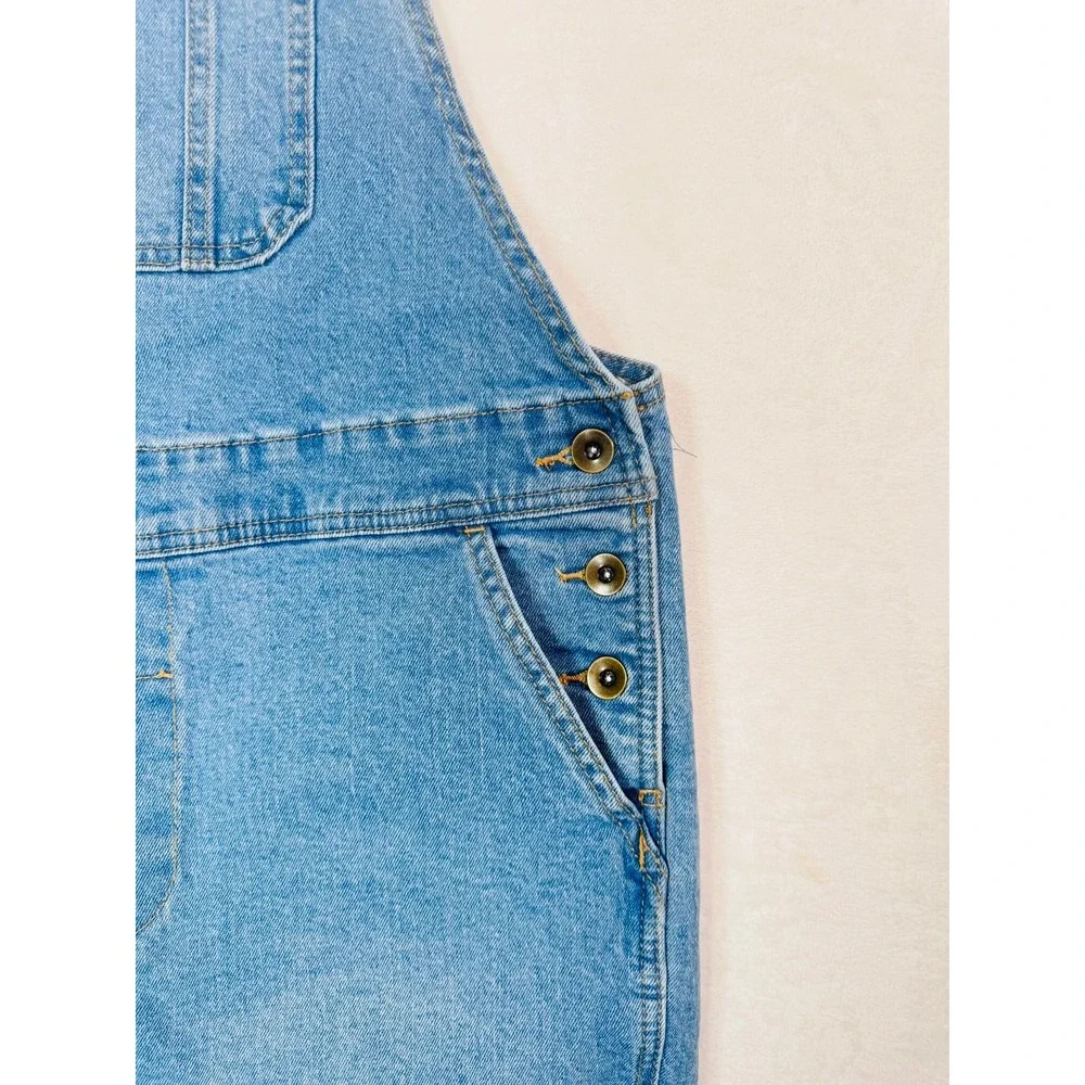 Women's Rainbow Strap Denim Shortalls Blue Queen Embroidered Jean Overalls - Picture 9 of 10